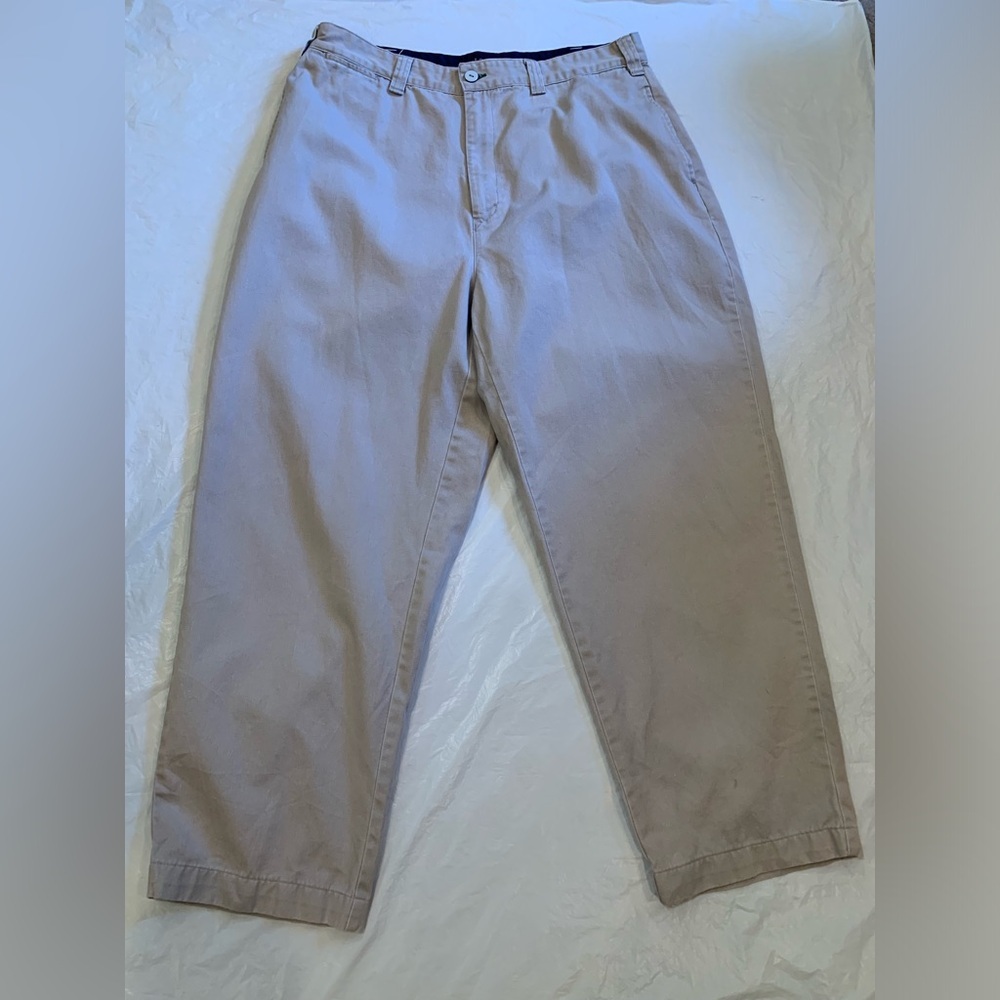 Vintage Tommy Hilfiger Men's Khaki Flat Front Pants Size 38x32